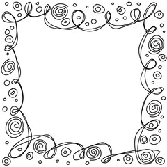 Abstract vector black frame hand drawn in doodle style on a white background