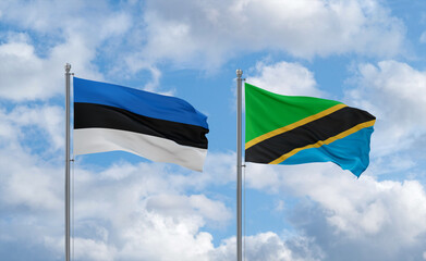 Tanzania and Estonia flags, country relationship concept
