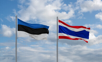 Thailand and Estonia flags, country relationship concept