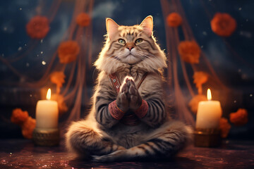 a cute cat doing yoga