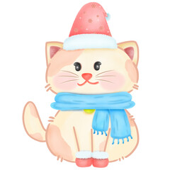 Santa cat with scarf