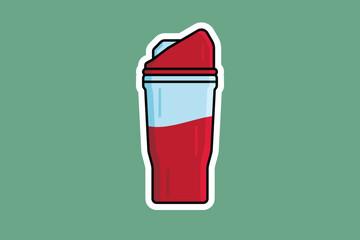 Fresh Juice Bottle Sticker vector illustration. Summer refreshment objects icon concept. Healthy fitness sweet organic summer juice sticker design logo. - obrazy, fototapety, plakaty