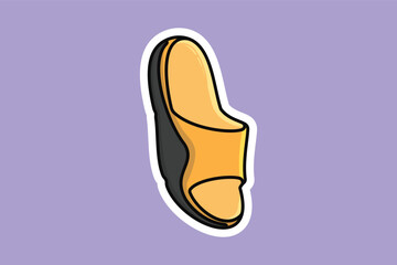 Men Footwear Single Slipper Shoe Sticker design vector. Men fashion object icon concept. Boys Outdoor shoe sticker vector design. Flip flop icon or Slipper logo design.