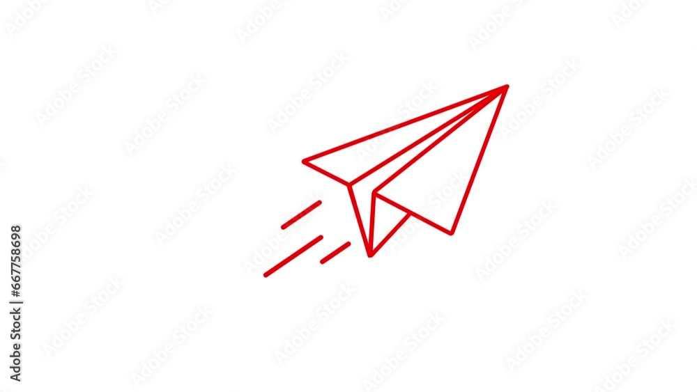Poster send message faster icon with paper plane animation on white background.