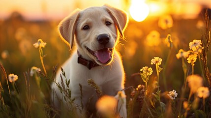Portrait of a labrador retriever puppy. Generative AI