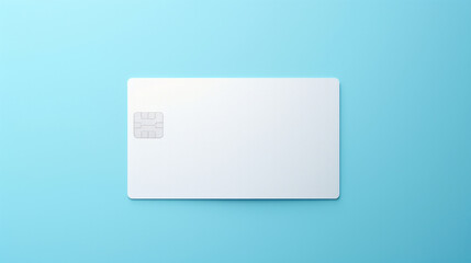 Blank white bank card or gift voucher card on a blue background. Birthday gift - obrazy, fototapety, plakaty
