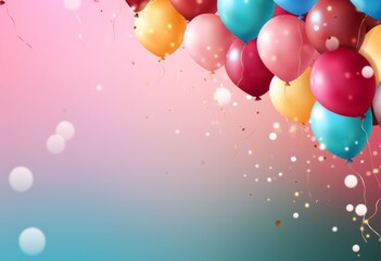  happy birthday party balloons, colourful balloons background, , Horizontal background / banner for celebrations and invitation cards. copy space for text