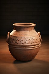 A brown vase sitting on top of a wooden table. Suitable for home decor or interior design themes.