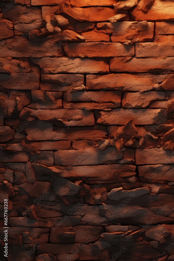 Poster a picture of a clock mounted on a brick wall. this image can be used to depict the concept of time, 