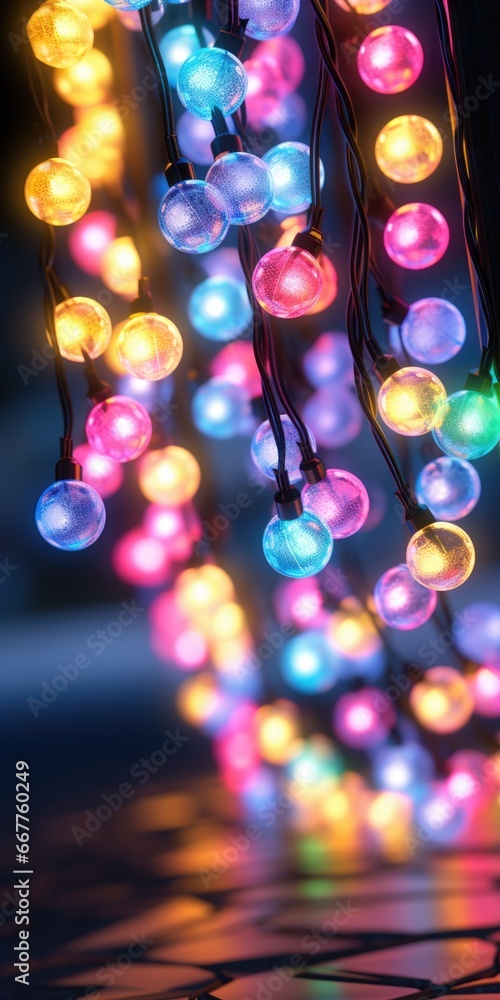 Aufkleber A close-up view of a string of lights. Perfect for adding a warm and festive touch to any occasion