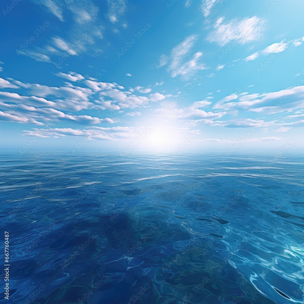 Poster A peaceful image of a large body of water with beautiful clouds in the sky. Perfect for adding a calming touch to any project or design