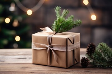 Beautiful decorated holiday gift, surprise