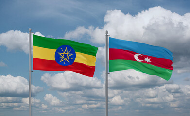 Azerbaijan and Ethiopia flags, country relationship concept