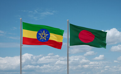 Bangladesh and Ethiopia flags, country relationship concept