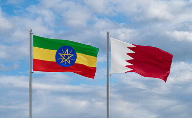 Bahrain and Ethiopia flags, country relationship concept