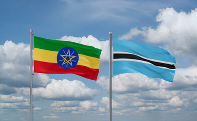 Botswana and Ethiopia flags, country relationship concept