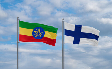 Finland and Ethiopia flags, country relationship concept