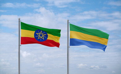 Gabon and Ethiopia flags, country relationship concept