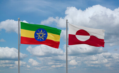 Greenland and Ethiopia flags, country relationship concept