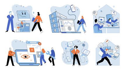 System administrator. Vector illustration. Supportive executives provide assistance and support to their teams to achieve organizational goals The system administrator plays vital role in managing