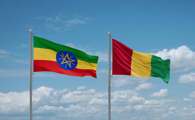 Guinea and Ethiopia flags, country relationship concept