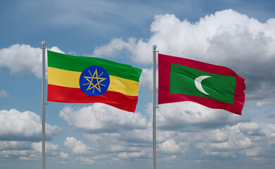 Maldives and Ethiopia flags, country relationship concept
