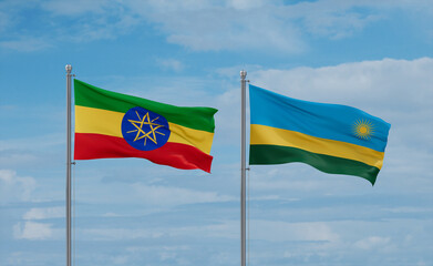 Rwanda and Ethiopia flags, country relationship concept