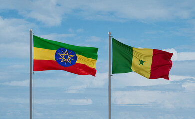 Senegal and Ethiopia flags, country relationship concept