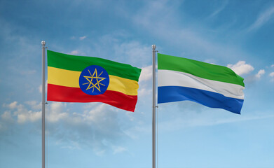 Sierra Leone and Ethiopia flags, country relationship concept