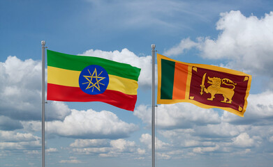 Sri Lanka and Ethiopia flags, country relationship concept