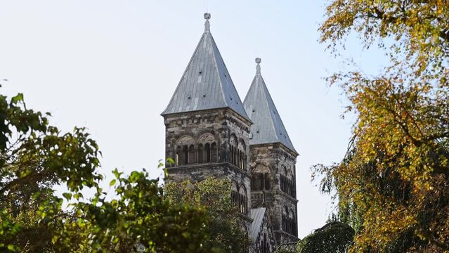 The new towers of the cathedral (Domkyrkan) in Lund, Sweden.