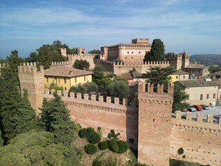 gradara, medieval town, italy aerial view