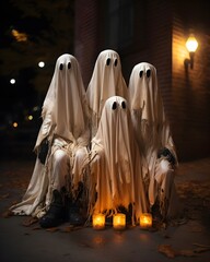 Spooky Halloween Ghost In Scary Night