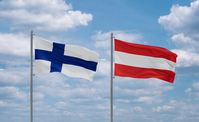 Austria and Finland flags, country relationship concept