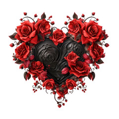 Heart of roses on transparent background
