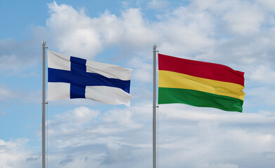 Bolivia and Finland flags, country relationship concept