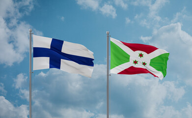 Burundi and Finland flags, country relationship concept