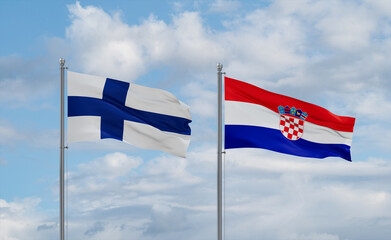 Croatia and Finland flags, country relationship concept