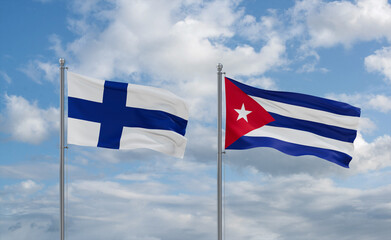 Cuba and Finland flags, country relationship concept