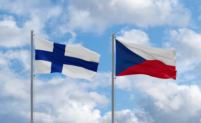 Czech Republic and Finland flags, country relationship concept