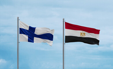Egypt and Finland flags, country relationship concept