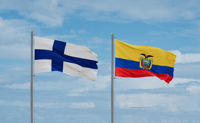 Ecuador and Finland flags, country relationship concept