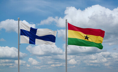 Ghana and Finland flags, country relationship concept