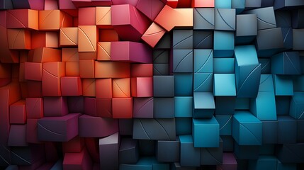 A vibrant display of chromatic cubes, bursting with artistic flair and evoking a sense of wild beauty - obrazy, fototapety, plakaty