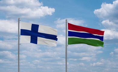 Gambia and Finland flags, country relationship concept