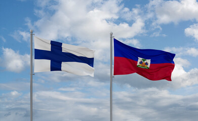 Haiti and Finland flags, country relationship concept