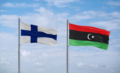 Libya and Finland flags, country relationship concept