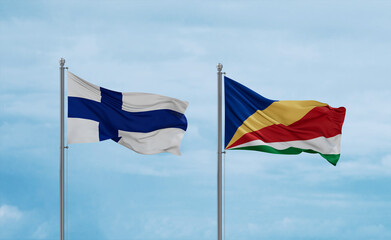 Seychelles and Finland flags, country relationship concept