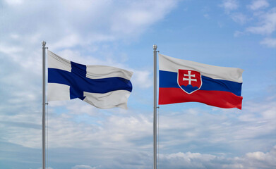 Slovakia and Finland flags, country relationship concept