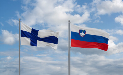 Slovenia and Finland flags, country relationship concept